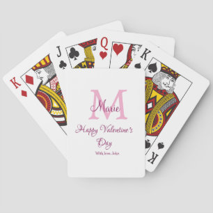 Jeu De Cartes Joyeuse Saint-Valentin monogramme rose nom amour f