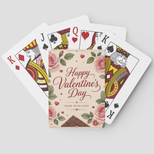 Jeu De Cartes Joyeuse Saint Valentin Roses Roses Chocolats (dos)