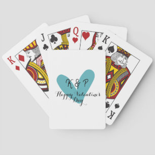 Jeu De Cartes Joyeuse Saint-Valentin turquoise cœur nom lettre