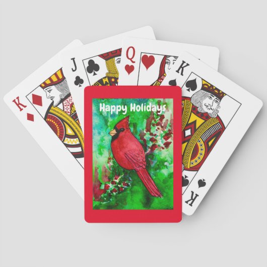 Jeu De Cartes Joyeuses fêtes Noël des oiseaux du cardinal rouge (dos)