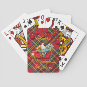 Jeu De Cartes Joyeuses Fêtes Plaid Tartan Santa Traîneau