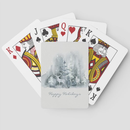 Jeu De Cartes Joyeuses Vacances Cerf Hiver Scène Script Vacances (dos)