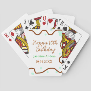 Jeu De Cartes Joyeux 10e anniversaire vert pastel marron bordure