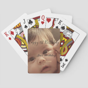 Jeu De Cartes Joyeux 1er anniversaire nom photo date stylé calli