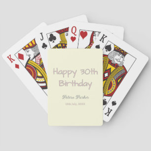 Jeu De Cartes joyeux 30e anniversaire rose jaune gris pastel nom