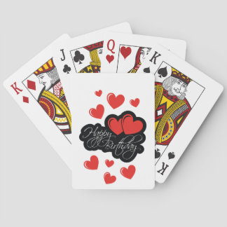 Jeu De Cartes Joyeux anniversaire avec deux coeurs rouges