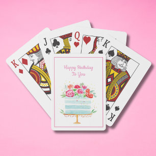 Jeu De Cartes Joyeux Anniversaire Gâteau d'Anniversaire Floral A