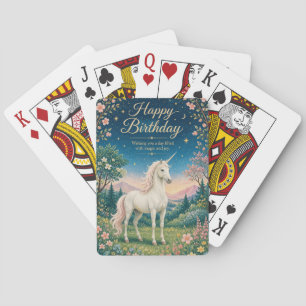 Jeu De Cartes Joyeux Anniversaire Jardin Floral Licorne Magique