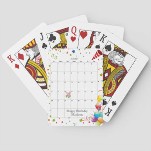 Jeu De Cartes Joyeux Calendrier d'anniversaire Avril 2022 Jouer 
