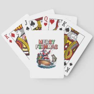 Jeu De Cartes Joyeux Fishmas Papa Noël Amateurs de pêche drôle P
