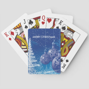 Jeu De Cartes Joyeux Noël Bleu Et Blanc Ornements & Arbres