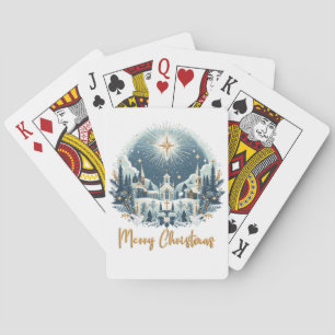 Jeu De Cartes Joyeux Noël bleu et or