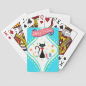 Jeu De Cartes Joyeux Noël Chat Siamois Rétro (dos)