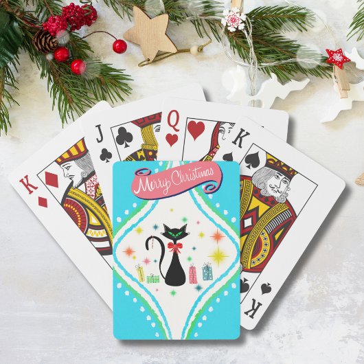 Jeu De Cartes Joyeux Noël Chat Siamois Rétro
