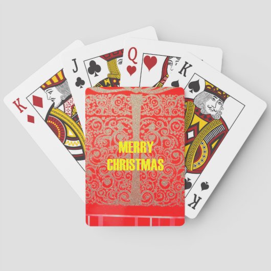 Jeu De Cartes Joyeux Noël Golden Red Parties scintillant Hearts  (dos)