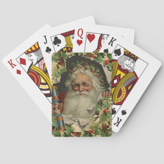 Jeu De Cartes Joyeux Noël Père Noël classique antique (dos)