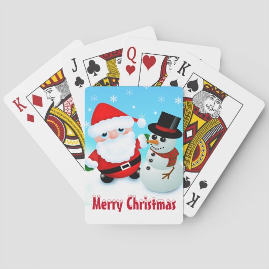 Jeu De Cartes Joyeux Noël, Père Noël et Snowman (dos)