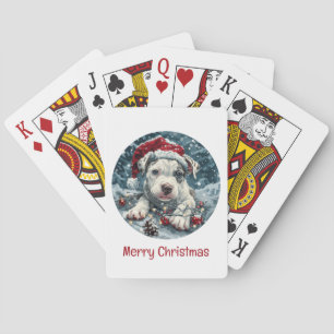 Jeu De Cartes Joyeux Noël Pit Bull Santa Chiot