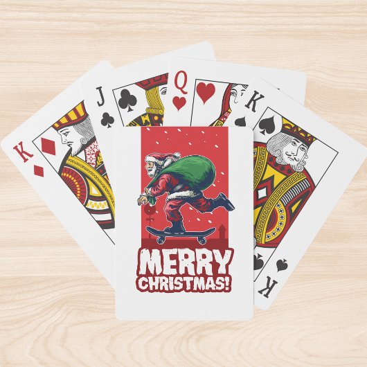 Jeu De Cartes Joyeux Noël Skateboard Père Noël | Vacances
