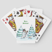 Jeu De Cartes Joyeux Noël ! Snowman avec chat et chiot (dos)