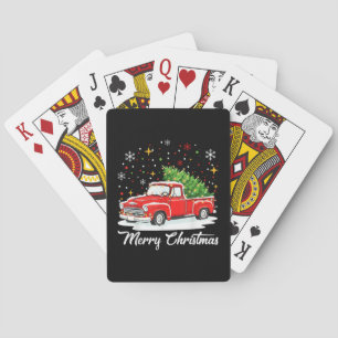Jeu De Cartes Joyeux Noël Vintage Camion Rouge Père Noël Arbre F