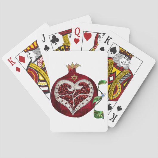 Jeu De Cartes Judaica Pomegranate Heart Hanoukka Rosh Hashanah (dos)