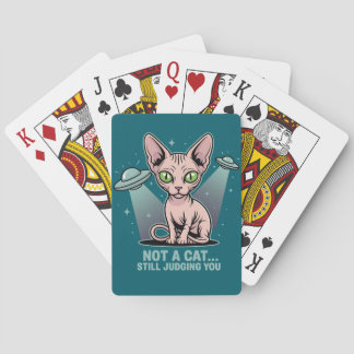 Jeu De Cartes Judging Sphynx Cat UFO Alien Humor Art