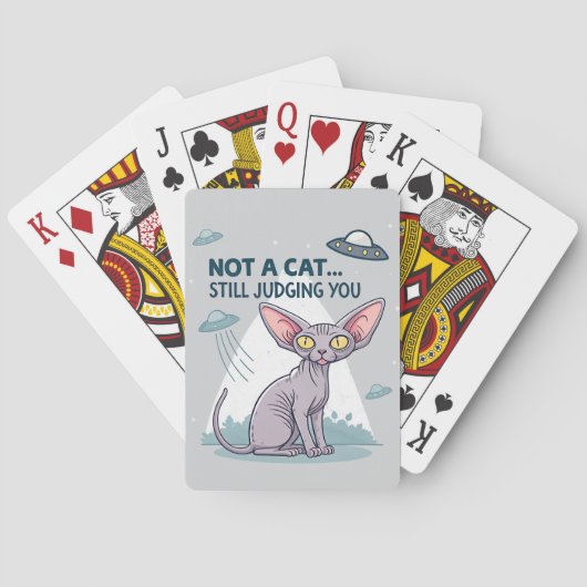 Jeu De Cartes Judging Sphynx Cat UFO Sarcastic Cartoon Art (dos)