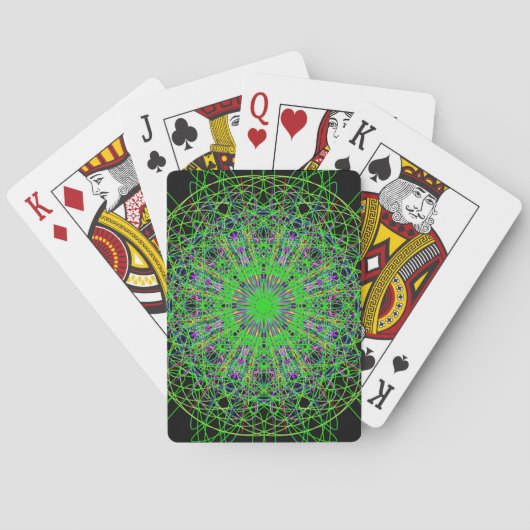 Jeu De Cartes Kaleidoscope noir vert Mandala Art (dos)