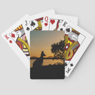 Jeu De Cartes Kangaroo Golden Sunset Black Silhouette Australie