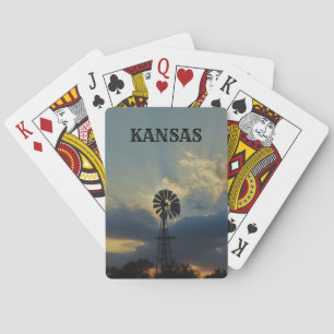 Jeu De Cartes Kansas coucher de soleil avec Windmill Jouer des c