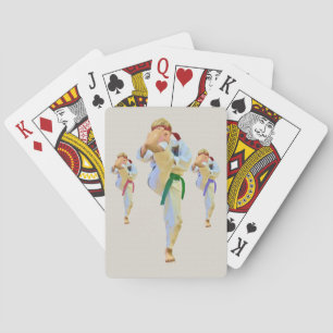 Jeu De Cartes Karaté donnant un coup de pied, arts martiaux,