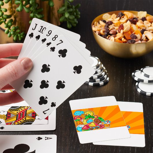 Jeu De Cartes Kawaii Doodles d'été Soleil Plage et Tropical