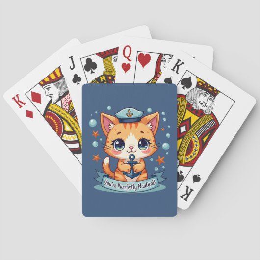 Jeu De Cartes Kawaii Nautical Cat Ancre Pun (dos)