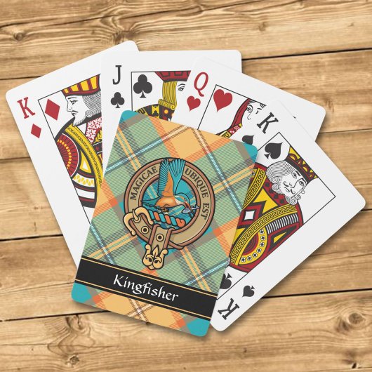 Jeu De Cartes Kingfisher Crest sur Tartan Jouer des cartes