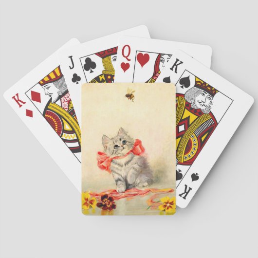Jeu De Cartes Kitten avec ruban rouge (dos)