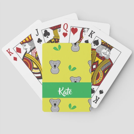 Jeu De Cartes Koala ours jaune motif (dos)