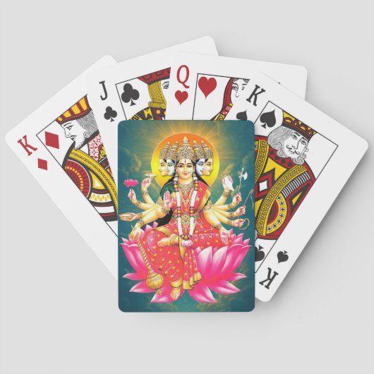 Jeu De Cartes La déesse Gayatri Devi sur Lotus Hindu Deity (dos)