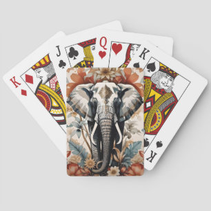 Jeu De Cartes La faune majestueuse des éléphants décorés