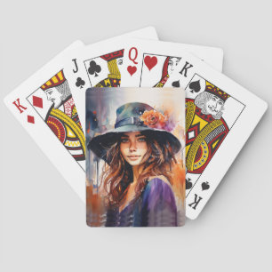 Jeu De Cartes La femme au chapeau : Portrait d'une grâce vibrant
