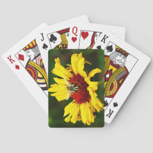 Jeu De Cartes La mignonne abeille repose sur un Fleur sauvage ja