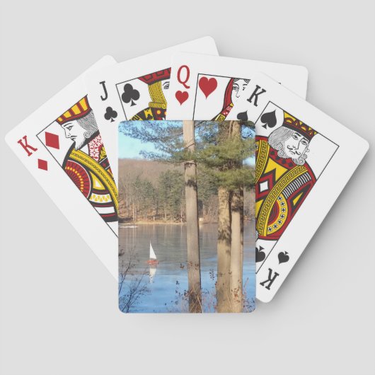 Jeu De Cartes La navigation sur glace sur le lac. — (dos)