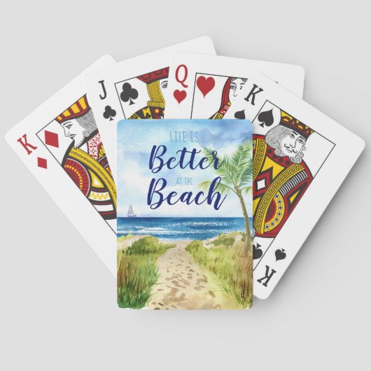 Jeu De Cartes La vie est meilleure à la citation de l'aquarelle  (dos)