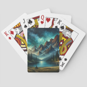 Jeu De Cartes Lac Mountain/cabine sous les étoiles
