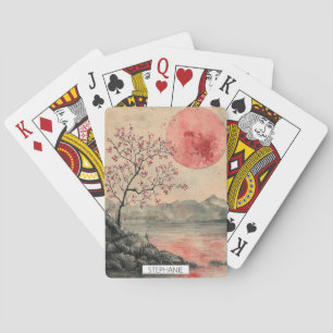 Jeu De Cartes Lacs de la Lune Cramoisie Lavis à l'Encre