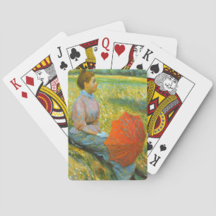 Jeu De Cartes Lady Repose dans une prairie verte