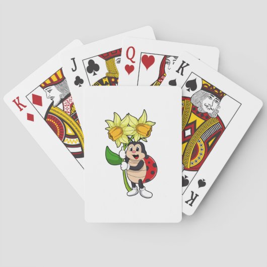 Jeu De Cartes Ladybug avec jonquille de fleurs (dos)