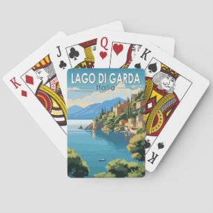 Jeu De Cartes Lago di Garda Italia Travel Art Vintage