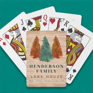 Jeu De Cartes Lake House Rustic Lake House Bateau Aquarelle Arbr