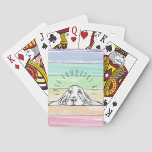 Jeu De Cartes l'amour conquiert tout chien arc-en-ciel basset ho